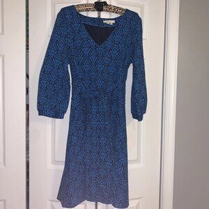 Boden Jersey Lined Dress Wrap Front Blue & Black Size 12